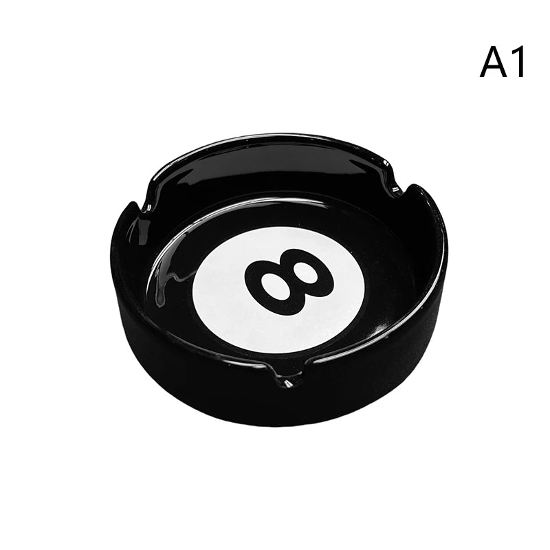 Black Eight Ceramic Ashtray