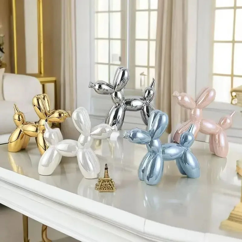 11cm/4.3inch Creative Balloon Dog Abstract Ceramic Ornament Sculpture